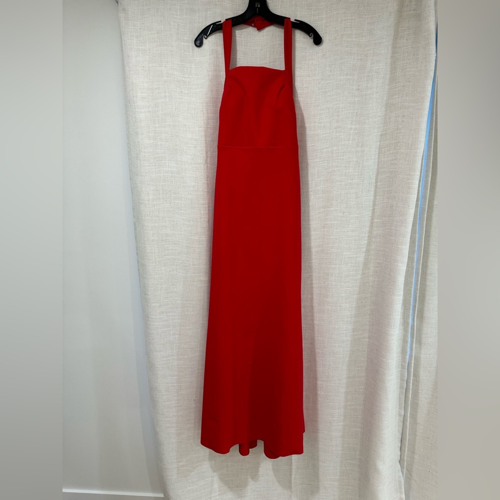 Tarik Ediz Simple Red Halter Top Gown - image 1